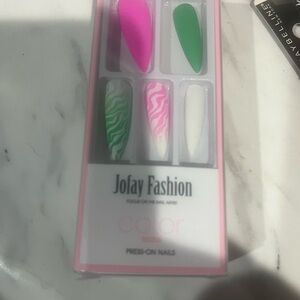 Pink and Green Press-On Nails